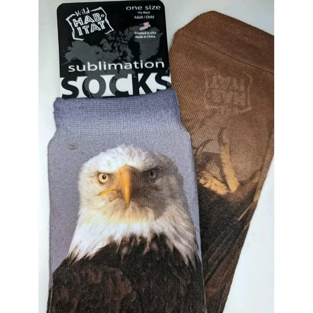 NWT Wild Habitat‎ Sublimation Socks Bald Eagle One Size
